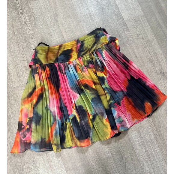 Walter Baker Womens Chiffon Pleated Abstract Print Short Skirt Y2K Size 2 - Picture 7 of 10